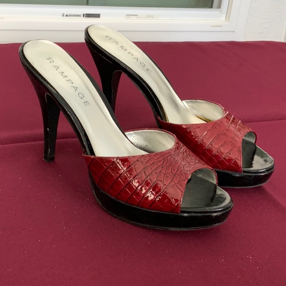 Rampage Red and Black Peep-Toe Heels